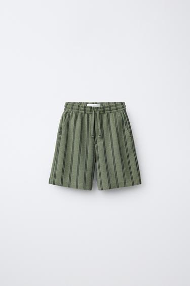 Zara 手工風格短褲 - 條紋 - 圖片 0