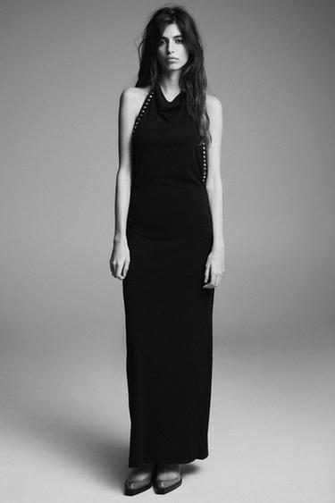VESTIDO HALTER TACHAS - Negro de Zara