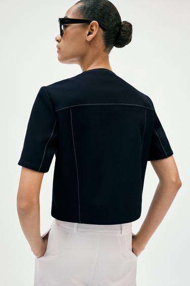 VESTE À MANCHES COURTES - Bleu marine de Zara - Image 4