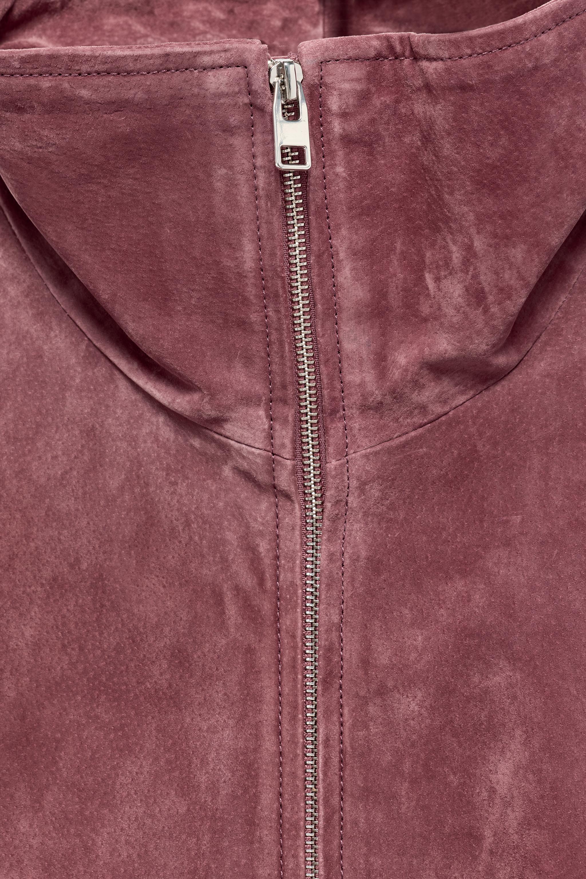 100% LEATHER HIGH NECK BOMBER JACKET