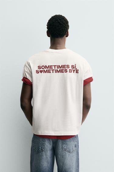 T-SHIRT POCHE INSCRIPTION ESTAMPÉE - Blanc de Zara - Image 2