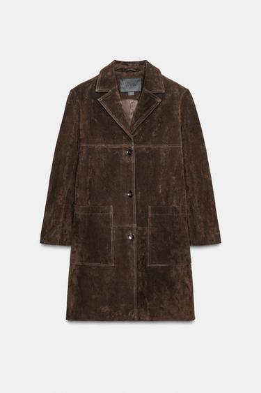 100% SUEDE LEATHER COAT ZW COLLECTION LIMITED EDITION - Dark brown by Zara