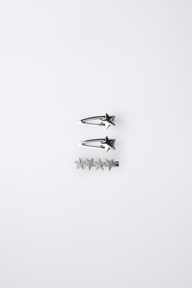 PACK TRES PINZAS ESTRELLAS BRILLO - Plata de Zara