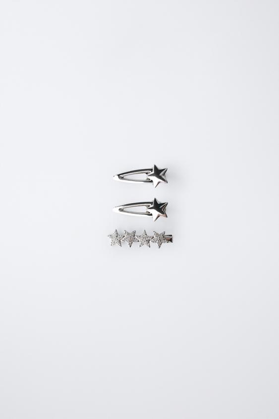 PACK TRES PINZAS ESTRELLAS BRILLO - Plata de Zara - Imagen 0