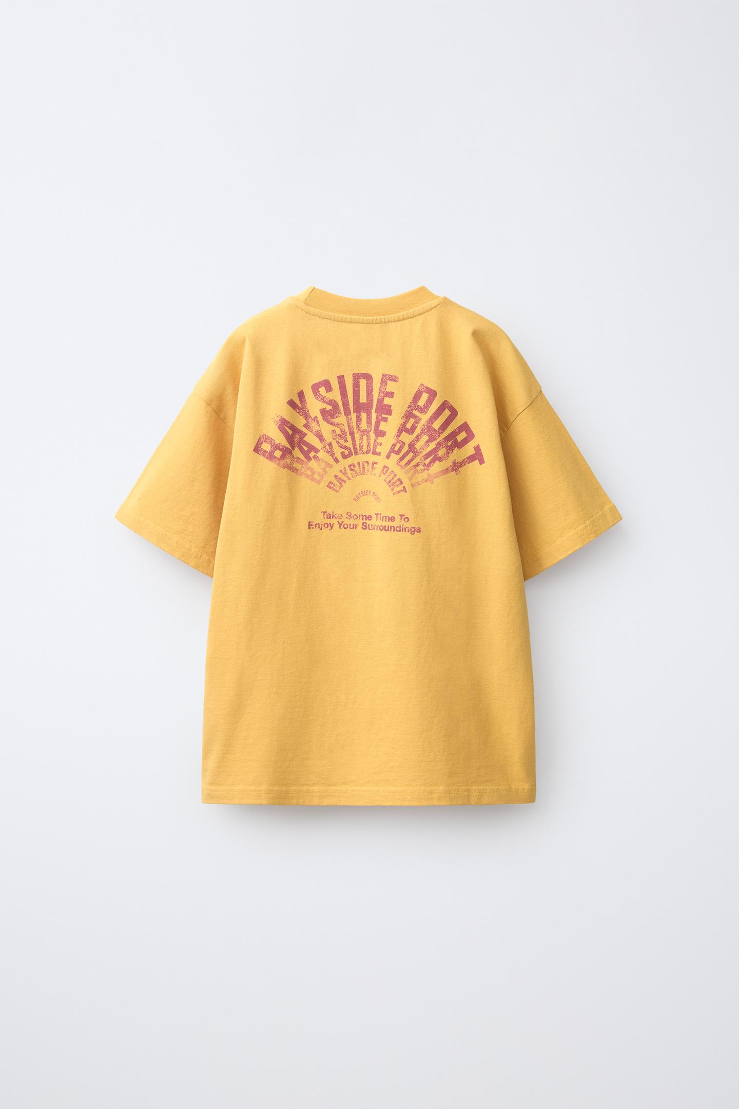 Детская футболка Zara Text Print, цвет: Жёлтый — фото 3