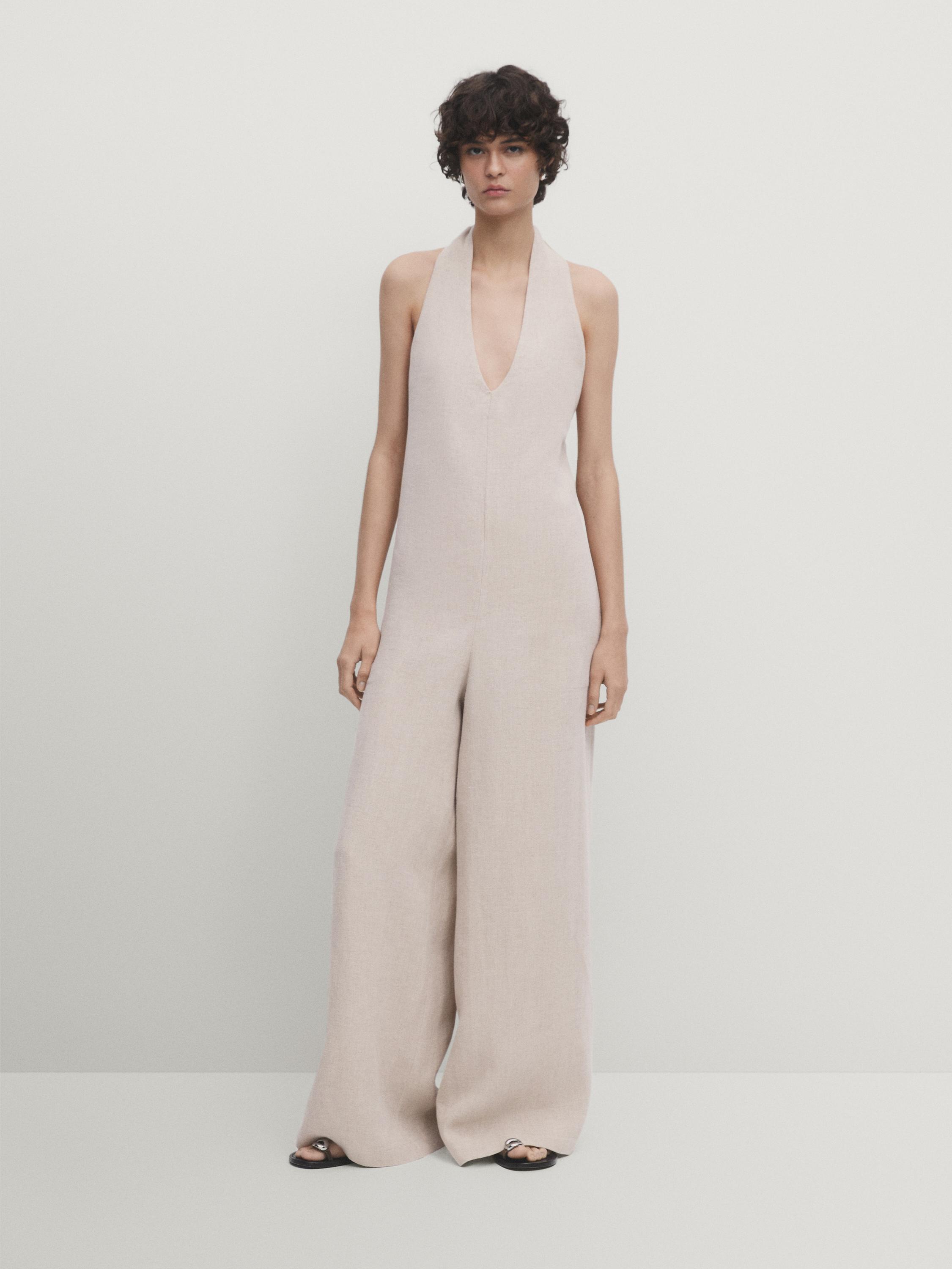 Linen jumpsuit zara deals