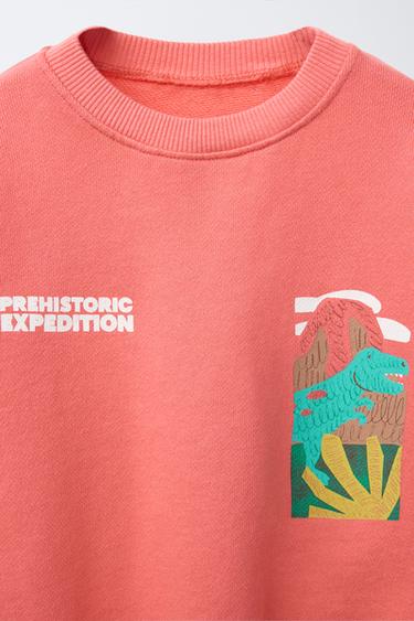 SWEAT IMPRIMÉ DINOSAURES - Rouge / Corail de Zara - Image 2