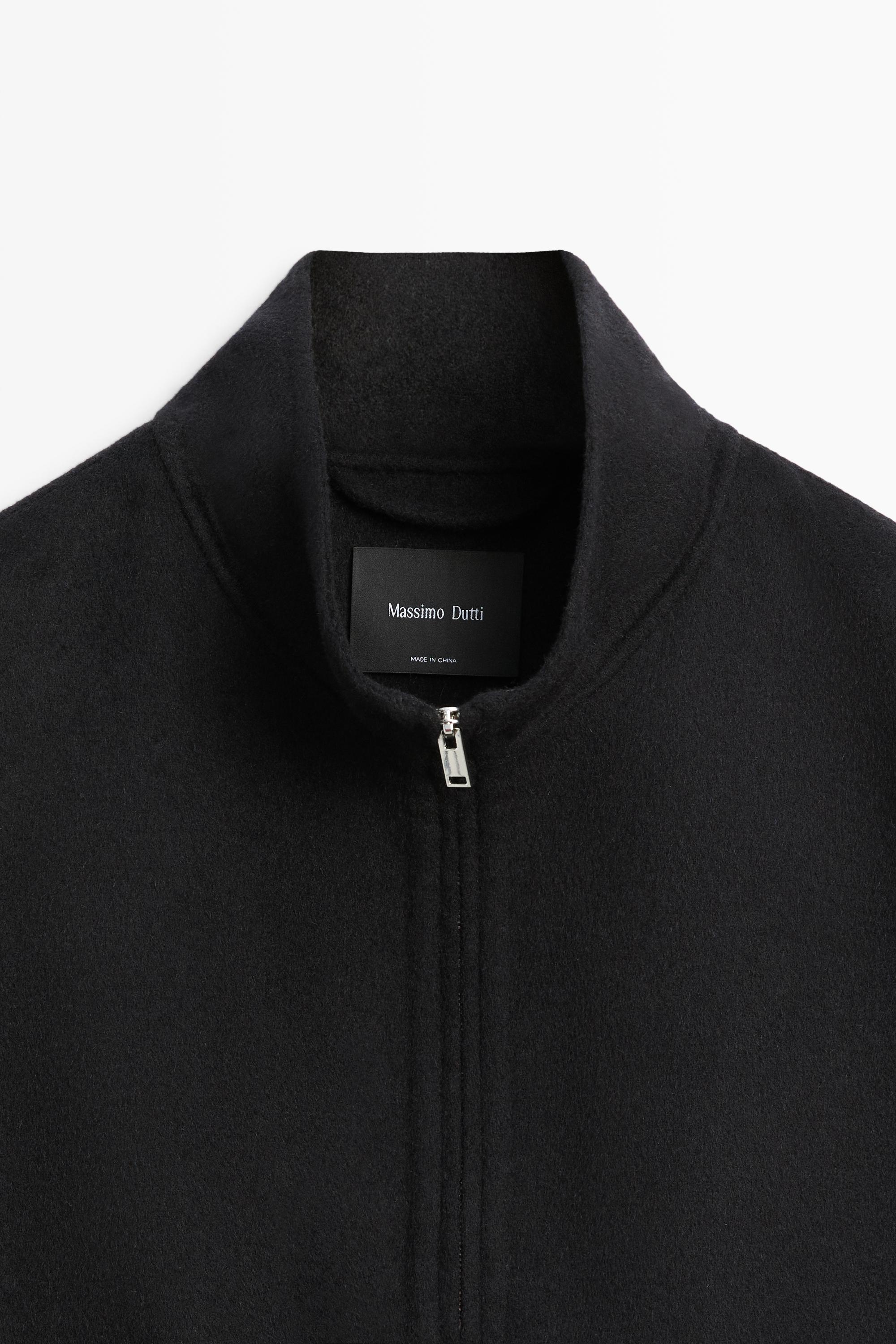 Wool blend double-faced mock neck sweatshirt
