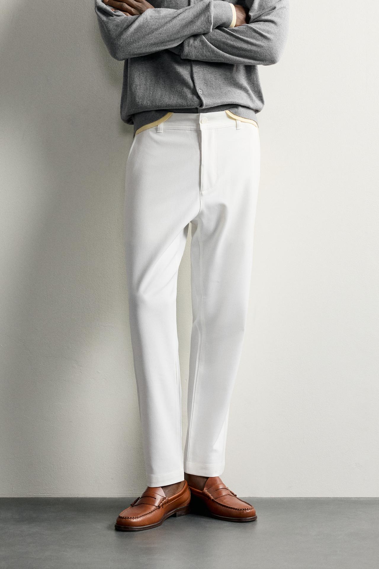 COMFORT STRUCTURED CHINO PANTS — White