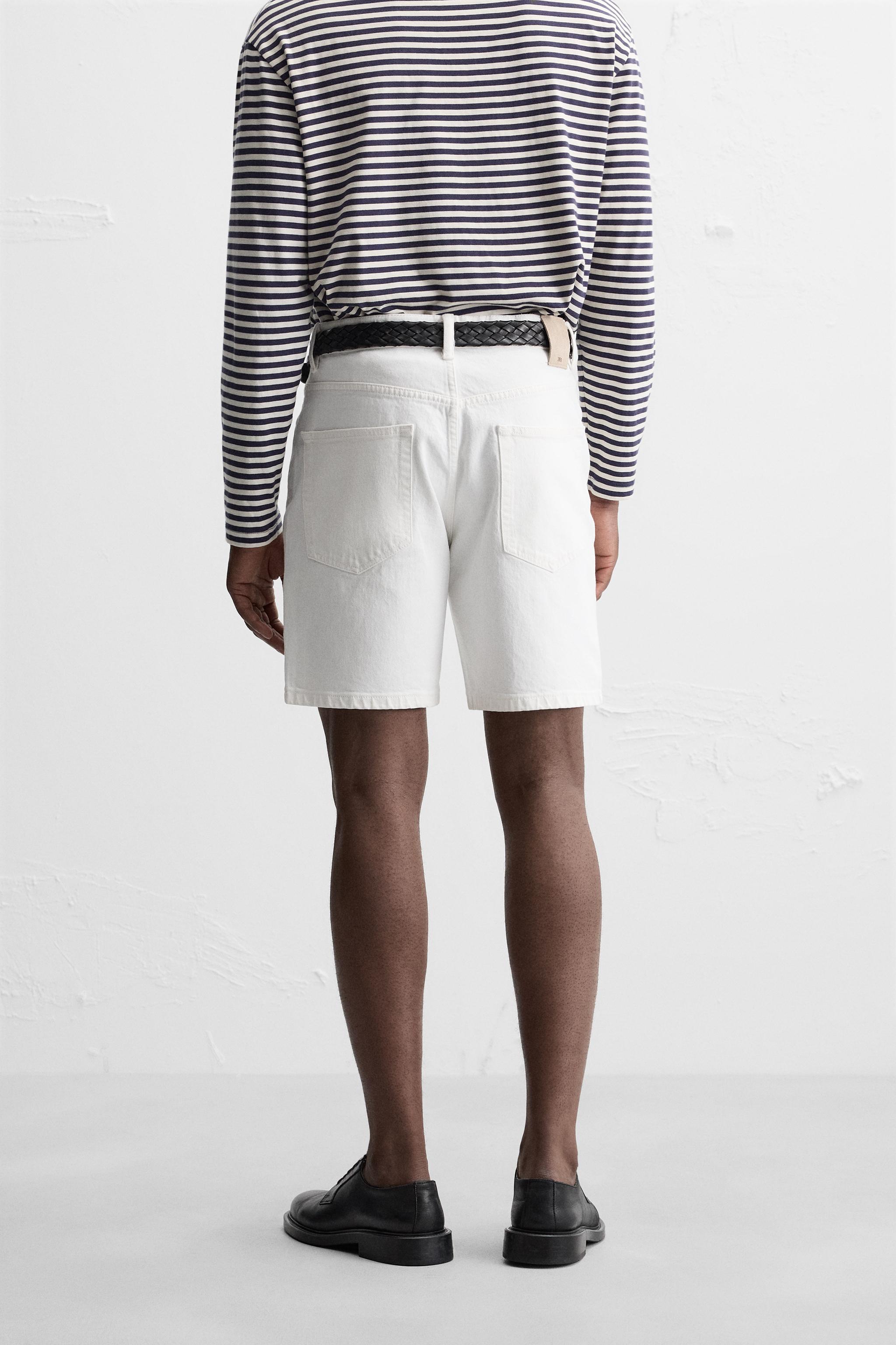 REGULAR FIT デニム バミューダパンツ - ホワイト | ZARA Japan / 日本