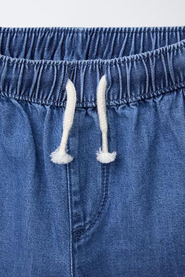 EMBROIDERED PALM TREE DENIM BERMUDA SHORTS - Blue by Zara - Image 2