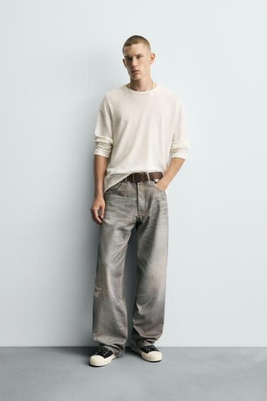 PRINTED BAGGY FIT JEANS - Blue by Zara