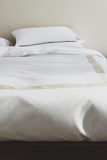 HOUSSE DE COUETTE COTON LISERÉ - Blanc de Zara
