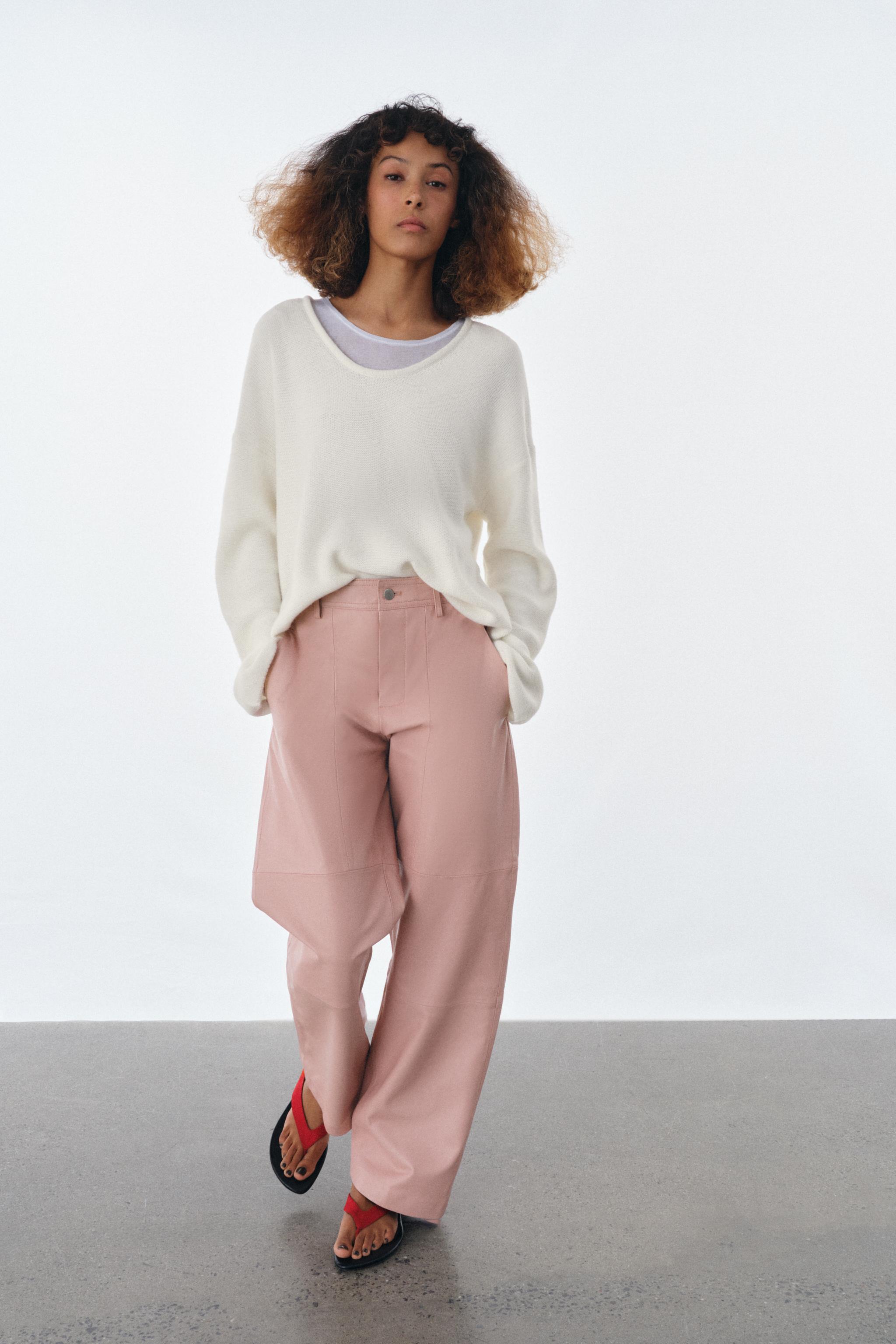 100% LEATHER PANTS ZW COLLECTION LIMITED EDITION - Pink | ZARA