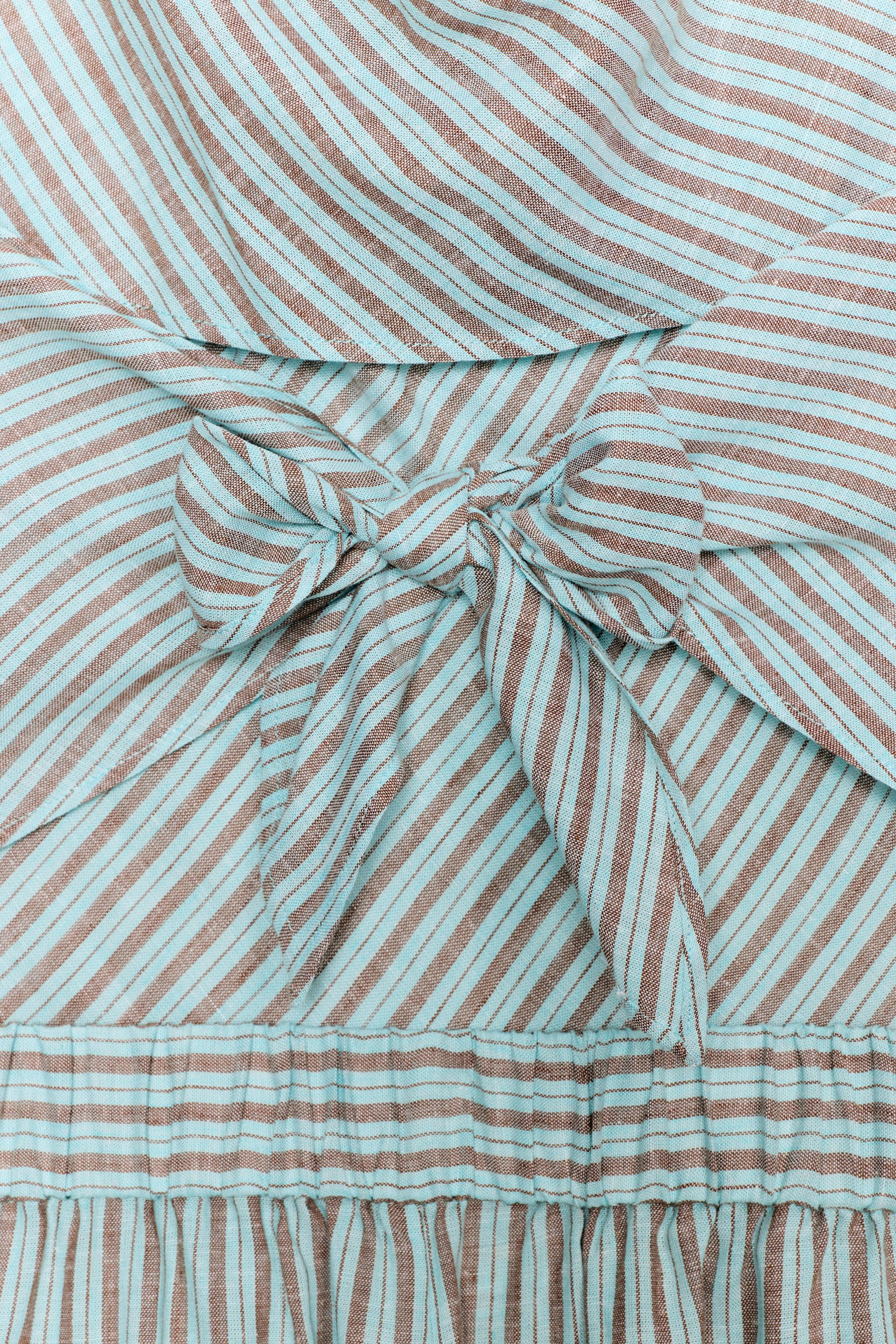 STRIPED LINEN HALTER JUMPSUIT