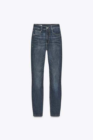 Zara TRF HIGH-WAIST SKINNY JEANS - Navy blue