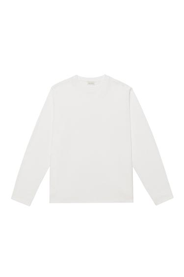 Zara LONG SLEEVE SEAM T-SHIRT - Oyster-white
