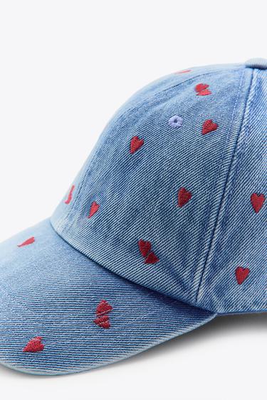 DENIM CAP WITH HEART EMBROIDERY - Navy blue by Zara - Image 1