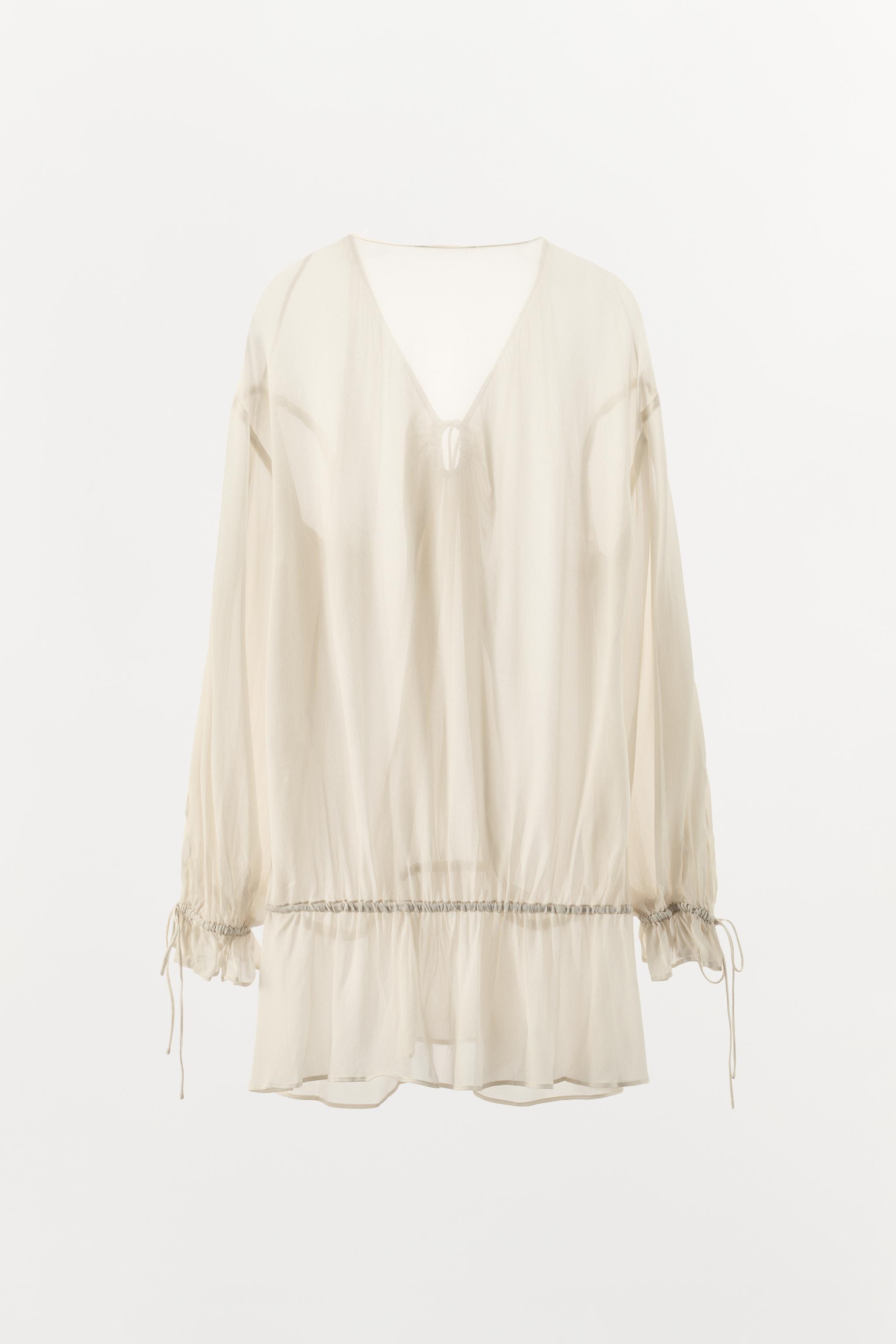 FLOWY SEMI-SHEER TOP - Oyster-white | ZARA Canada