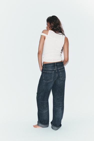 JEANS TRF BAGGY PLIÉ TAILLE MI-HAUTE - Bleu marine de Zara - Image 4