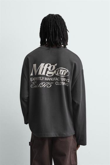 T-SHIRT À INSCRIPTION IMPRIMÉE - Anthracite foncé de Zara - Image 2