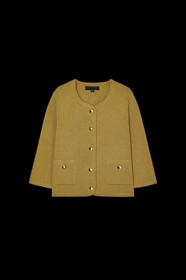 CHAQUETA PUNTO BOTONES DORADOS - Pistacho de Zara