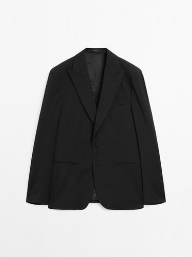 Americana traje liso 100% lana - Negro de Zara