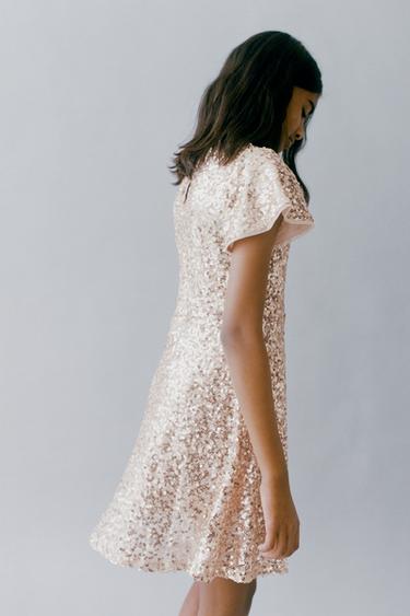 SEQUINNED DRESS - Golden by Zara