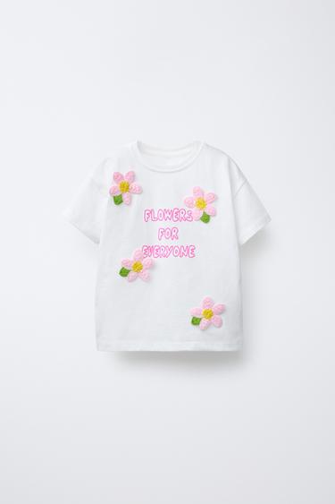 Zara FLORAL T-SHIRT - Pink