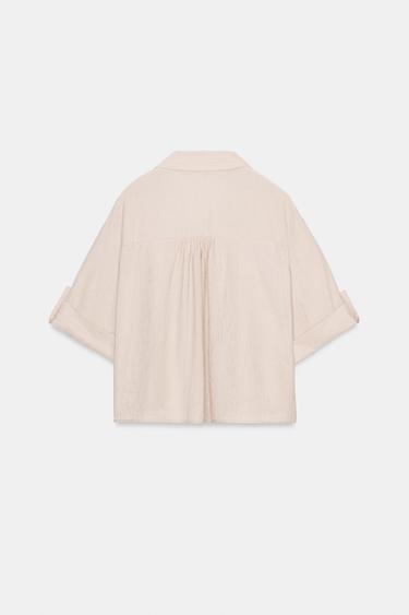 SHORT SLEEVE FLOWING SHIRT - Ecru by Zara