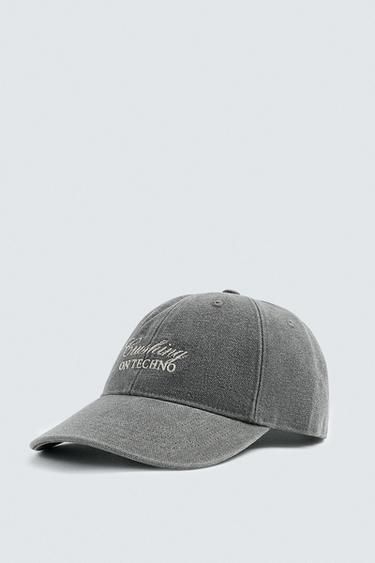 Zara CONTRAST EMBROIDERY CAP - Gray