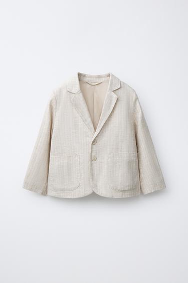 בלייזר פסים עם פשתן - בז' בהיר של Zara - תמונה 0