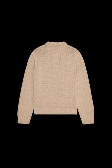 ARGYLE KNIT CARDIGAN - Beige by Zara