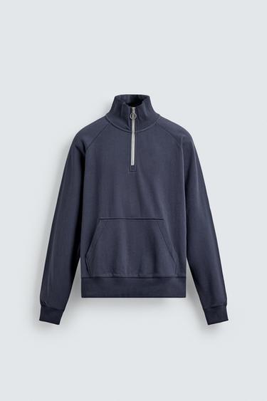 QUARTER-ZIP SWEATSHIRT - Blue by Zara