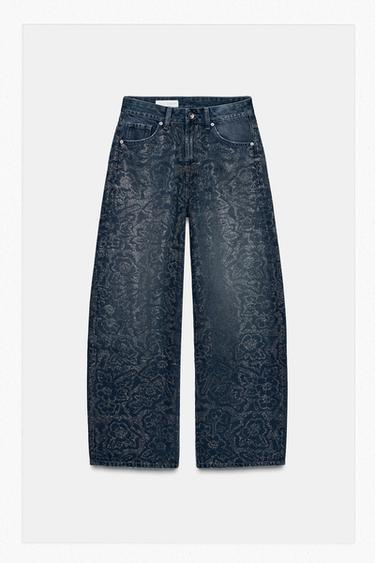 JEANS TRF BAGGY STRASS - Azul-tinta da Zara