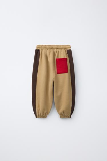 COLORBLOCK FLEECE JOGGER PANTS — taupe brown 2