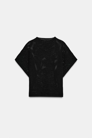 TOP EN MAILLE POINTELLE - Noir de Zara - Image 6