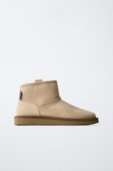 Zara 毛絨踝靴 - 沙棕色