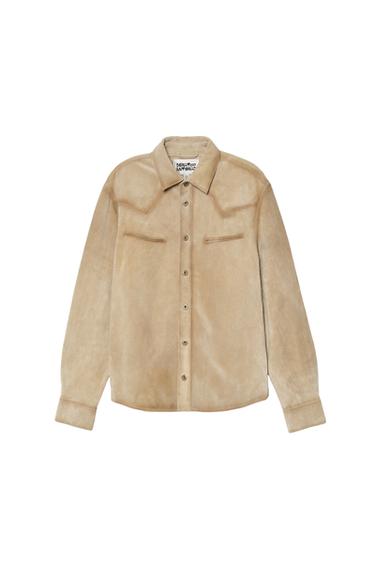 REGULAR FIT SUEDE LEATHER OVERSHIRT - Brown / Taupe by Zara