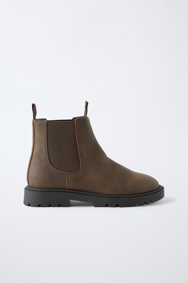 Zara ANKLE BOOTS WITH ELASTIC INSERTS - Brown