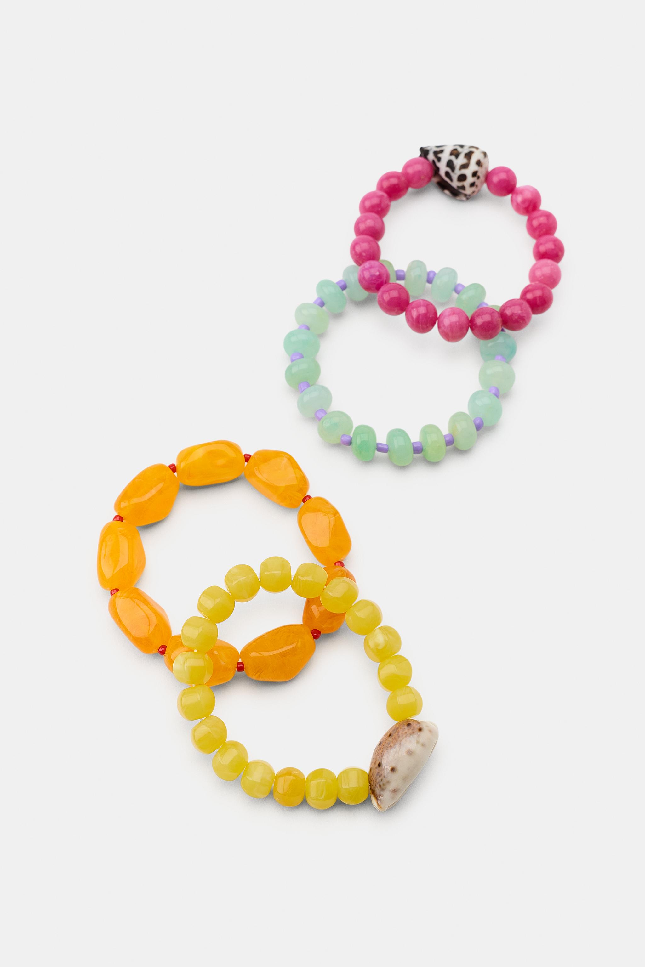 LOT DE 4 BRACELETS BOULES COQUILLAGES