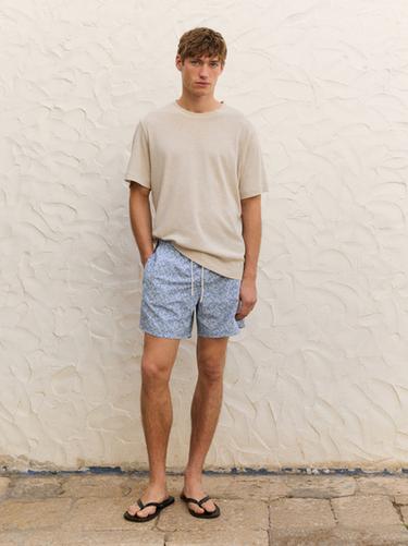 Zara Printed swimming trunks - Navy blue