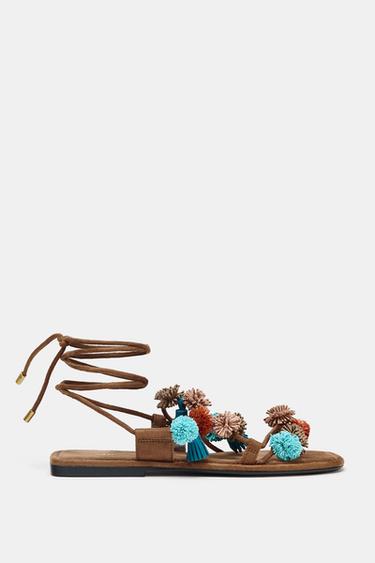 BEADED STRAPPY SANDALS - Multicoloured by Zara