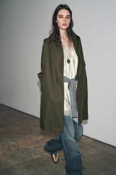 MINIMAL WATER-REPELLENT TRENCH COAT ZW COLLECTION - Khaki by Zara - Image 3