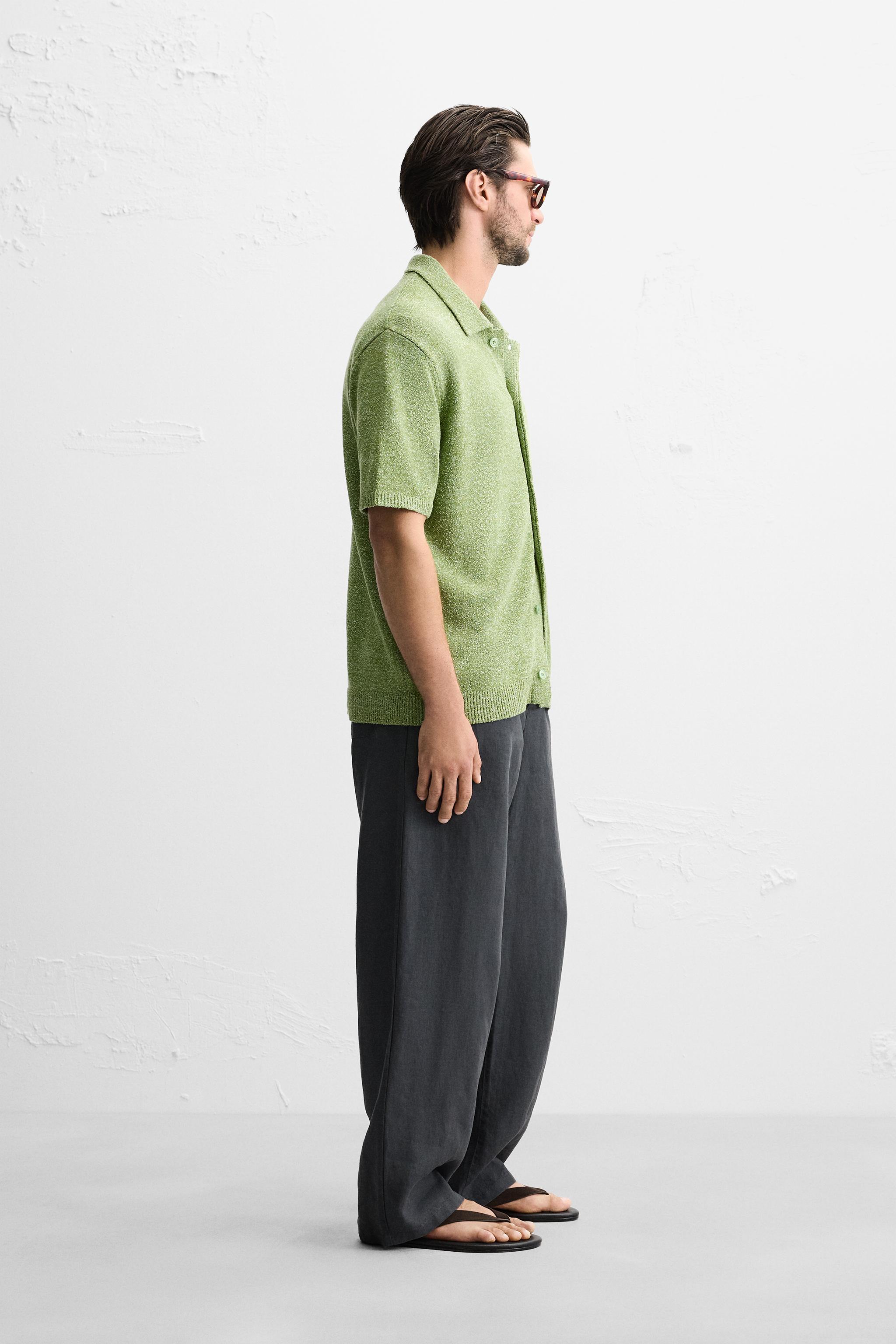 BOUCLÉ TEXTURED KNIT SHIRT - Green | ZARA United States