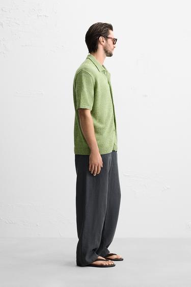 CHEMISE EN MAILLE À TEXTURE BOUCLÉ - Vert de Zara - Image 3
