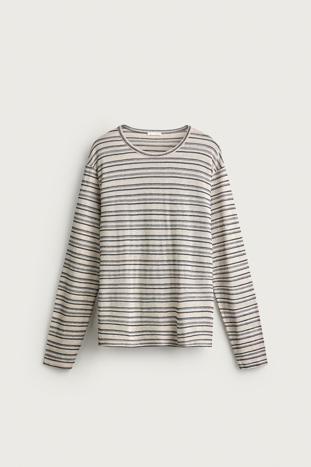 Viscose-linen Striped T-shirt — Men's