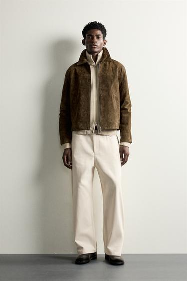 SOBRECAMISA REGULAR FIT PIEL SERRAJE - Marrón de Zara - Imagen 0