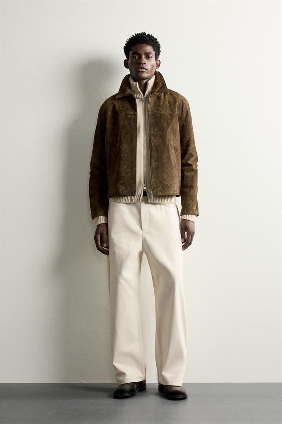 SOBRECAMISA REGULAR FIT PIEL SERRAJE - Marrón de Zara - Imagen 0