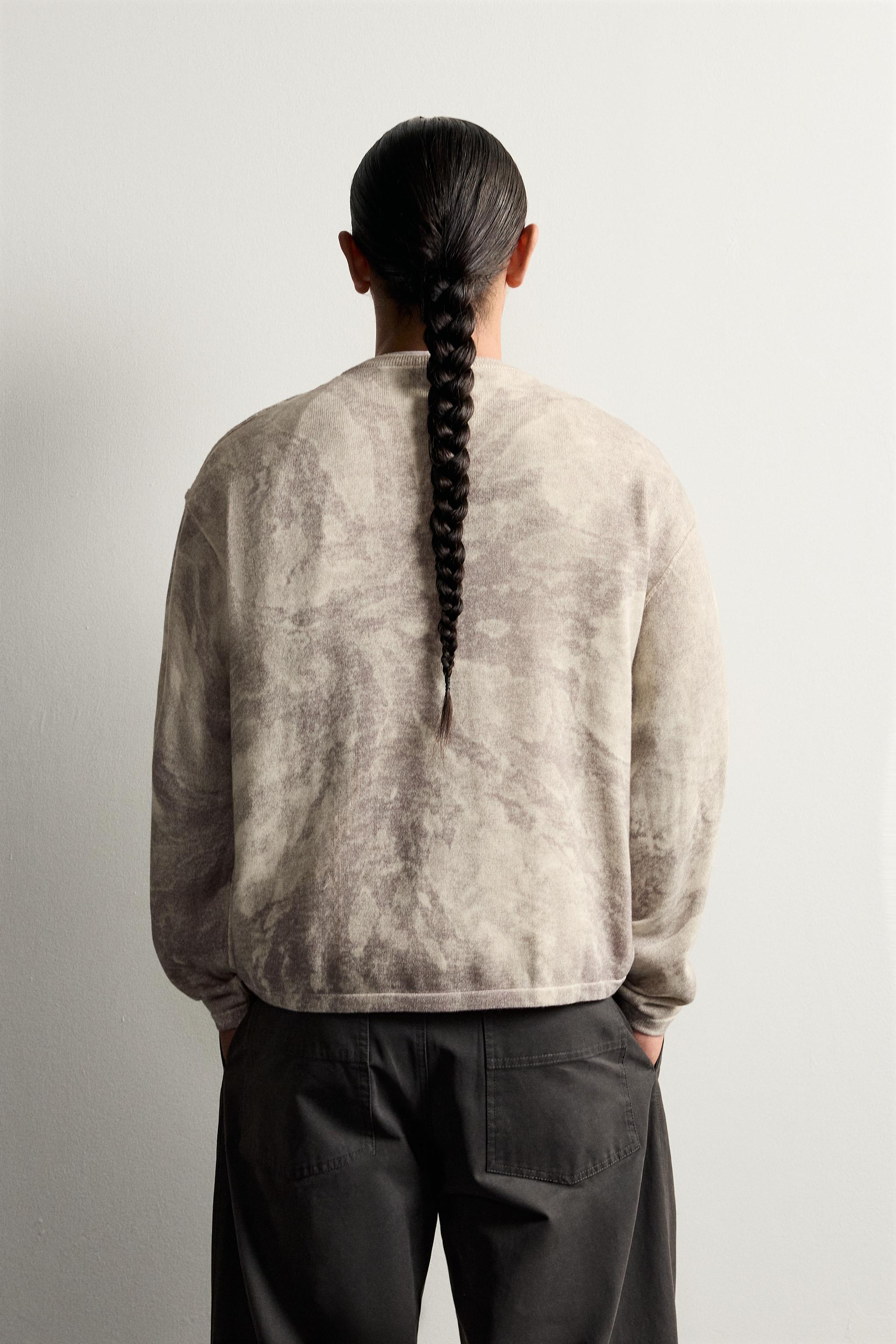 Zara SOYUT DESENLİ RELAXED FIT KAZAK görsel 3